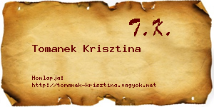 Tomanek Krisztina névjegykártya